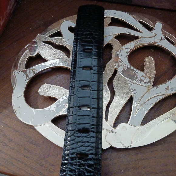 BRIAN TOOHEY 925 Sterling Silver Buckle Snake Embossed Leather Belt Large π π΄ - Picture 2 of 15